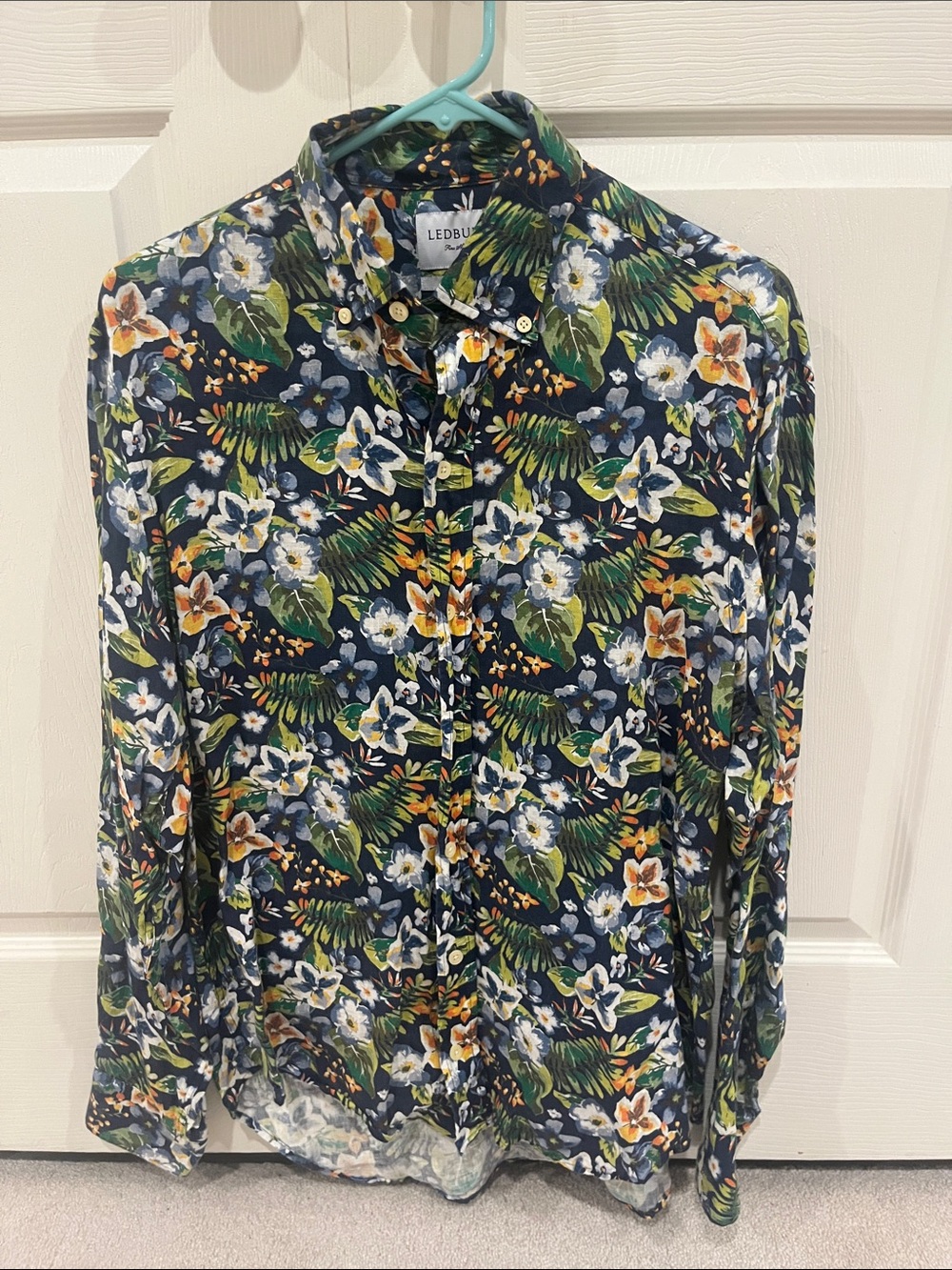 Men's Navy Floral Button-Down Shirt